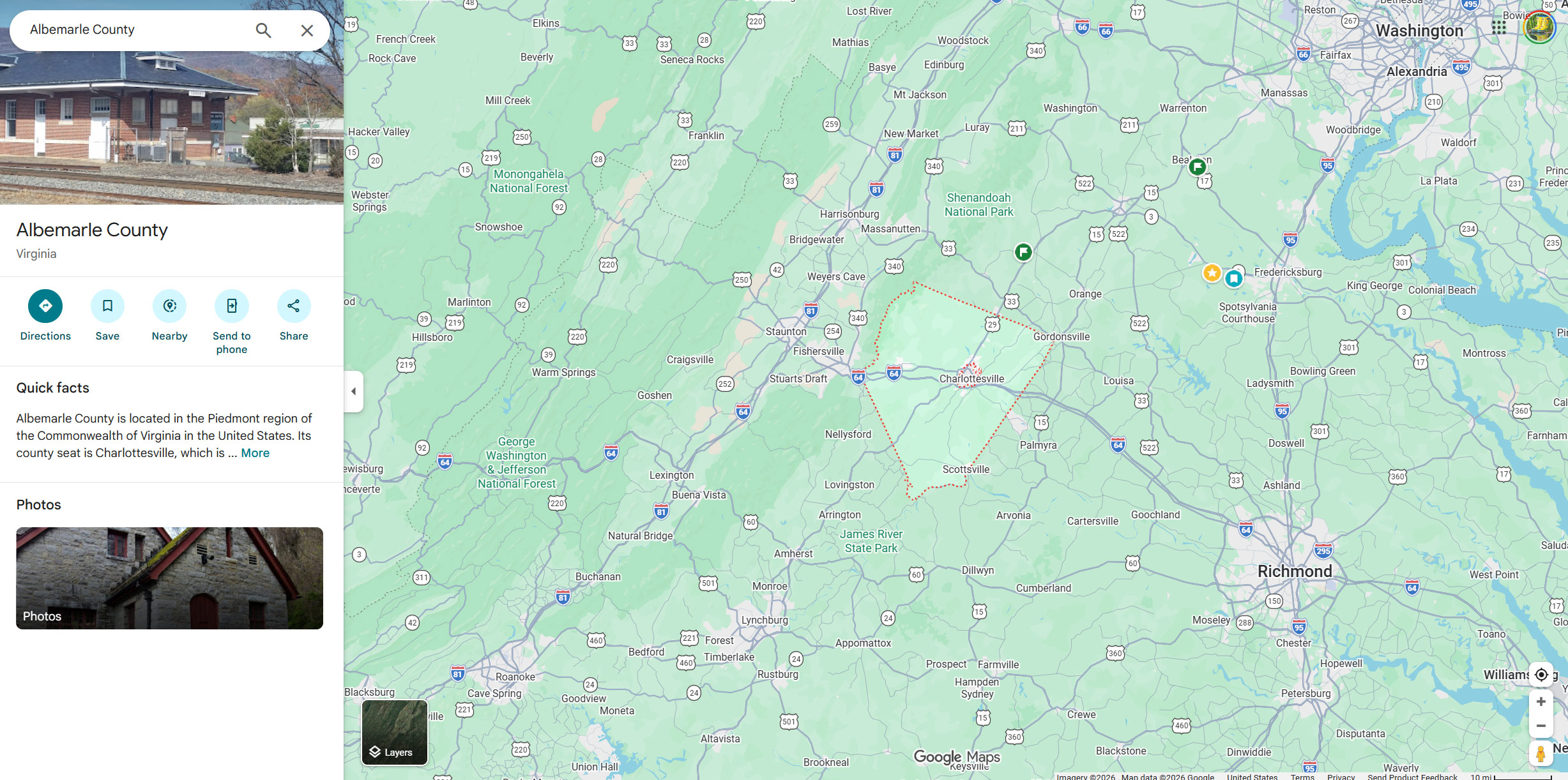 Albemarle County Map in Virginia